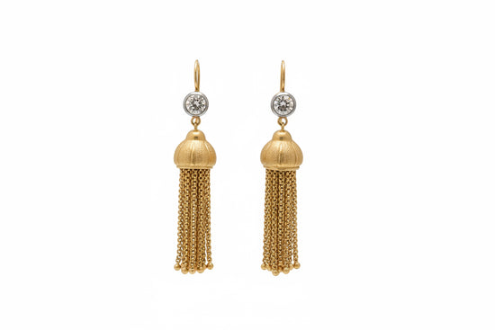 Revival Victorian Gold Chandelier and Lab Grown Diamond Earrings