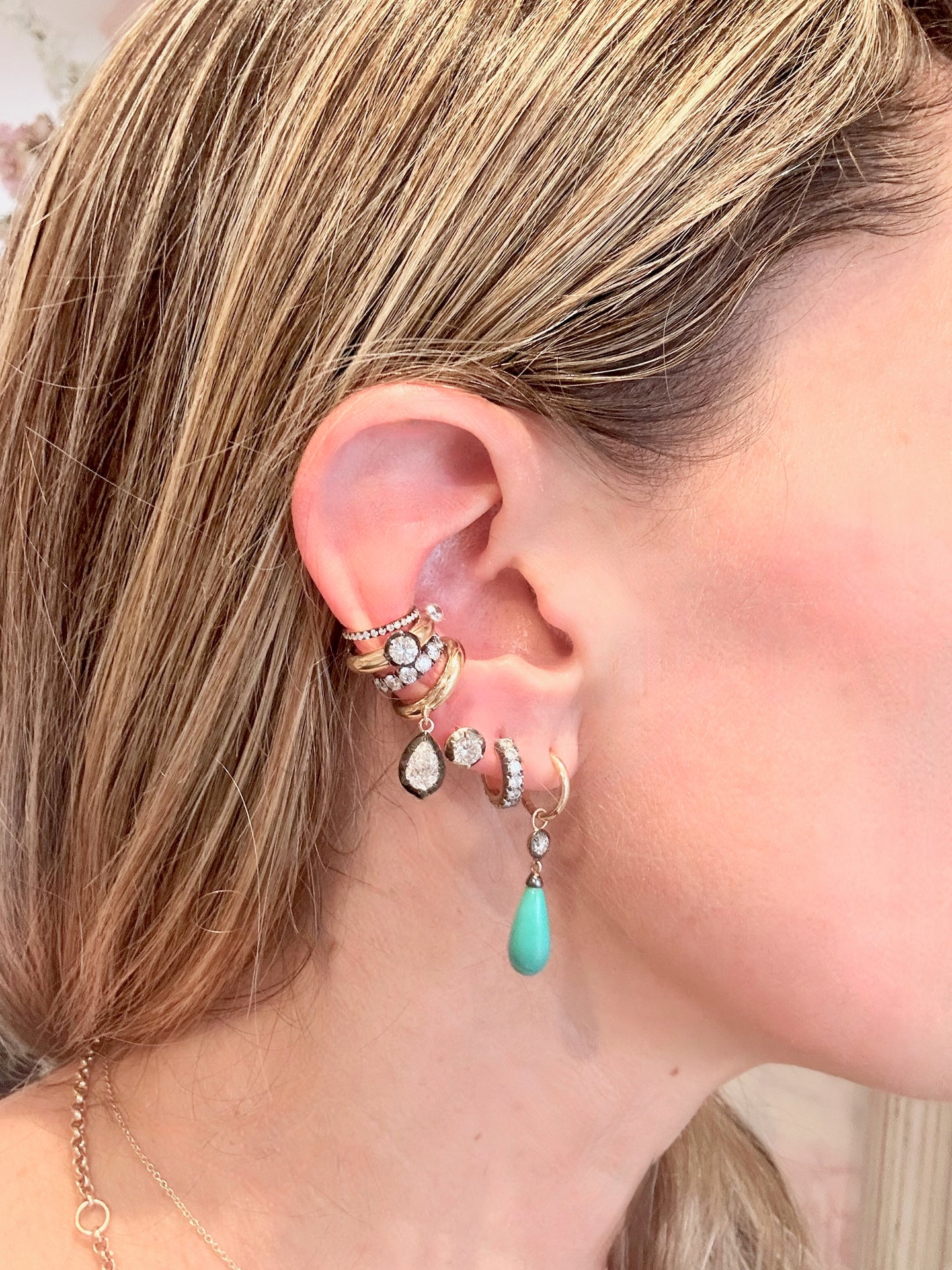 Beignets Pear Drop Lab Diamond Ear Cuff .5ctw