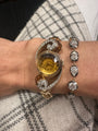 Vintage Cartier 18kt Gold and Diamond Watch with Citrine Face