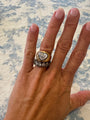 Lunette Lab-Grown Heart Shape Diamond Bombe Ring 3.71 ctw on model floral background