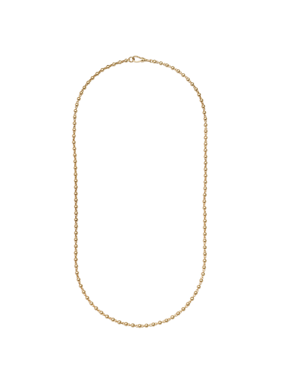 La Balle 18kt Gold Ball Chain Necklace with Dog Clasp