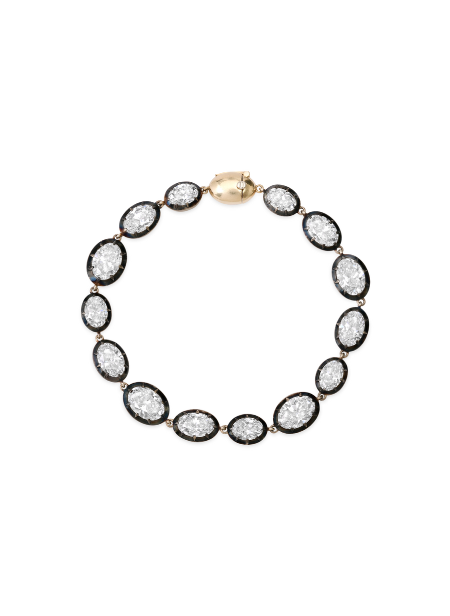 Bouton oval-cut lab-grown diamond riviere bracelet in 18kt gold