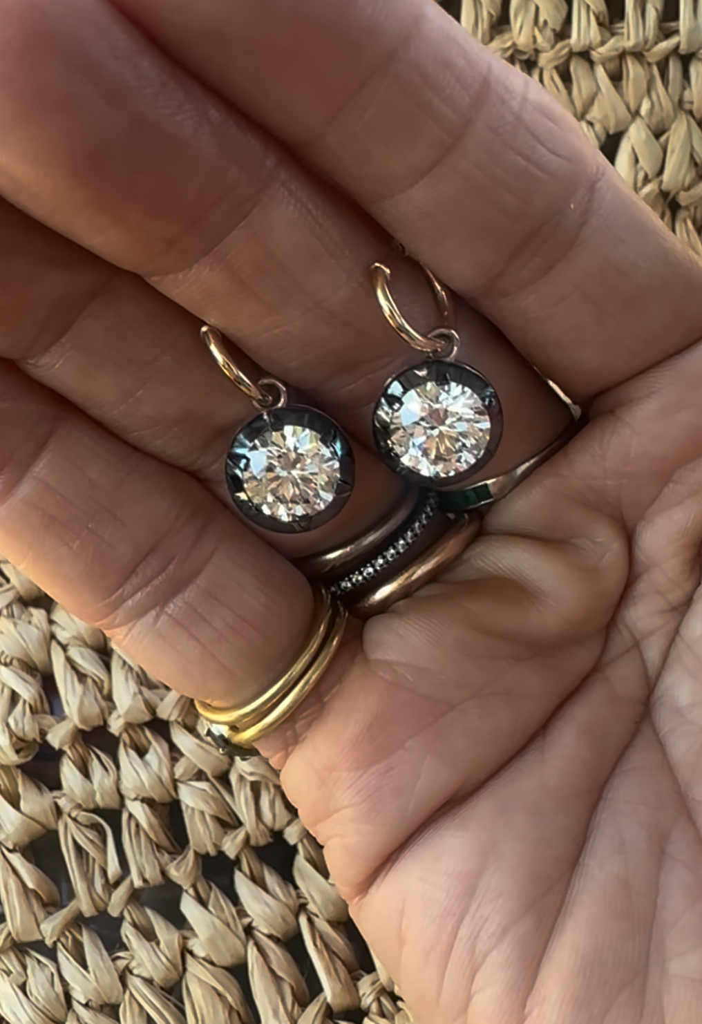 Bouton Lab-Grown Diamond Convertible Button Back Set Round Brilliant Hoops