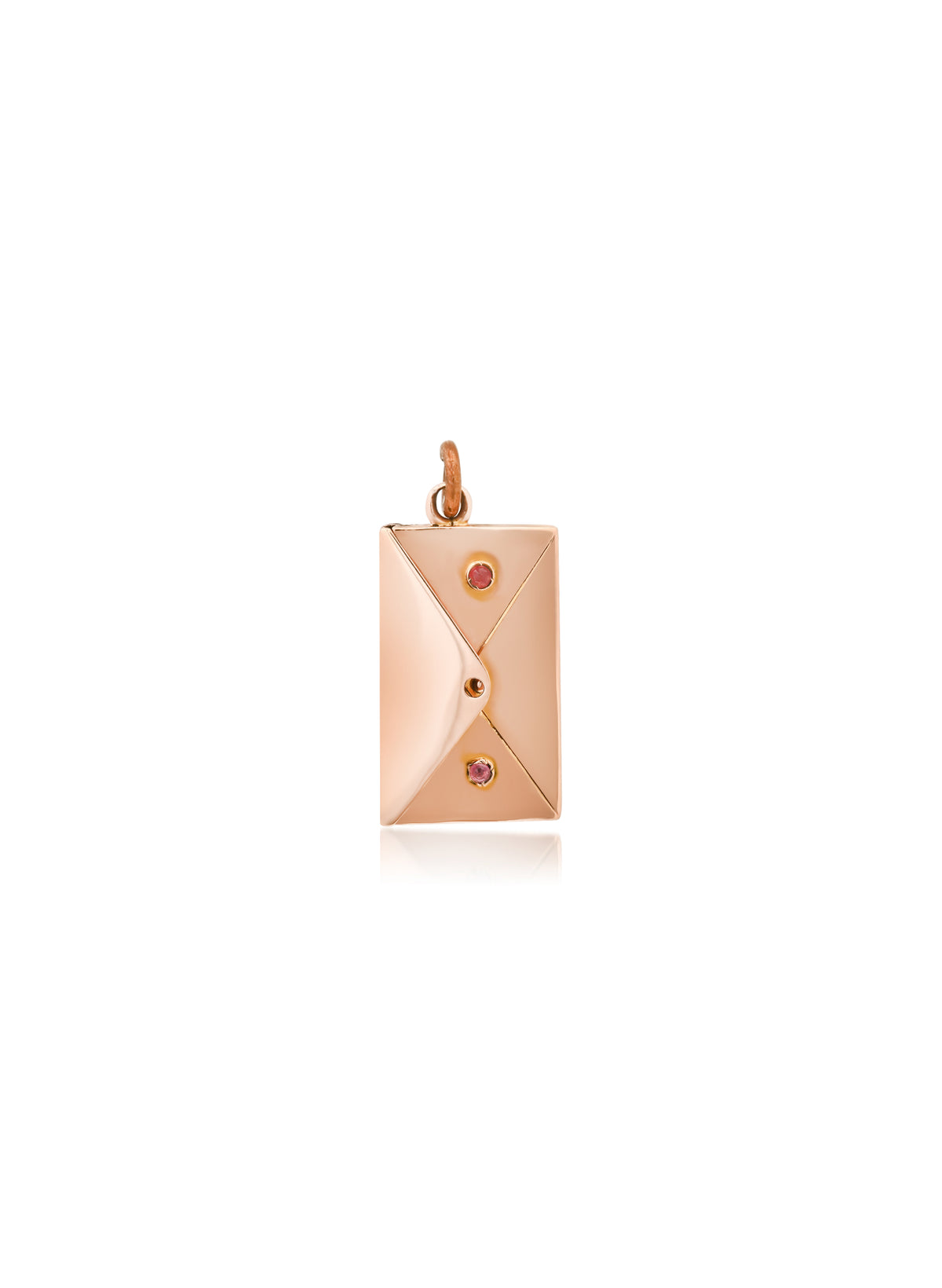 Estate Rose Gold Envelope Locket Charm with Pink Stones