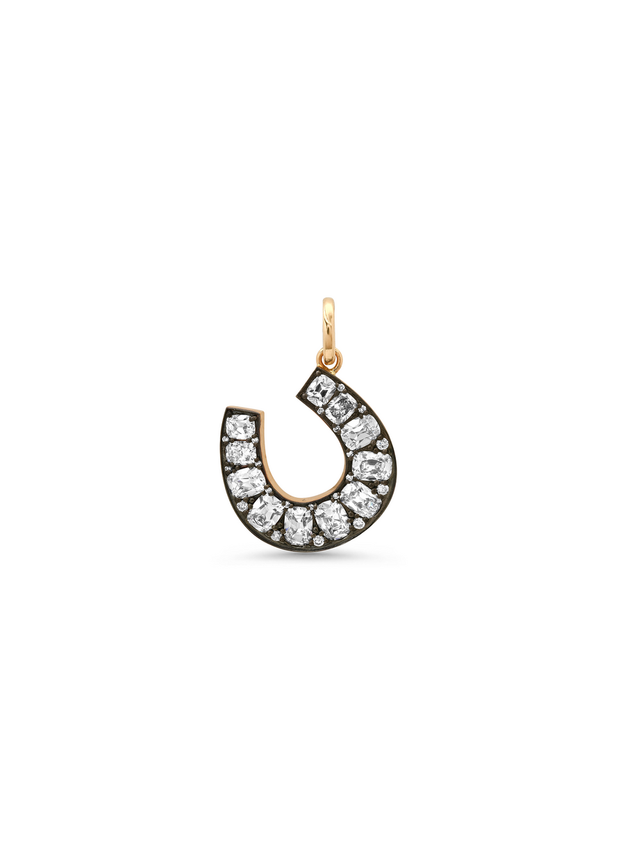 Vintage Inspired Antique Cushion Cut Lab-Grown Diamond Horseshoe Pendant 5 ctw