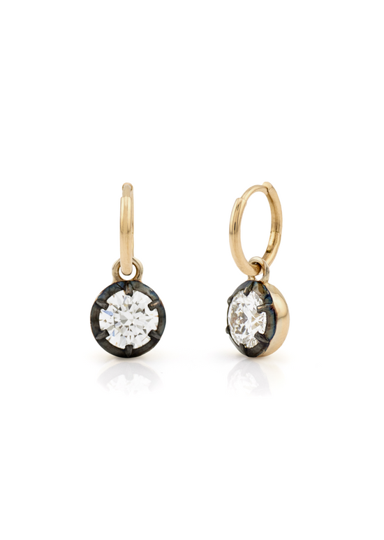 Bouton Lab-Grown Diamond Button Back Set Round Brilliant Shape Hoops