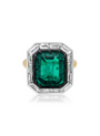 La Majesté Recrystalized Emerald and Lab Grown Diamond Ring in Gold