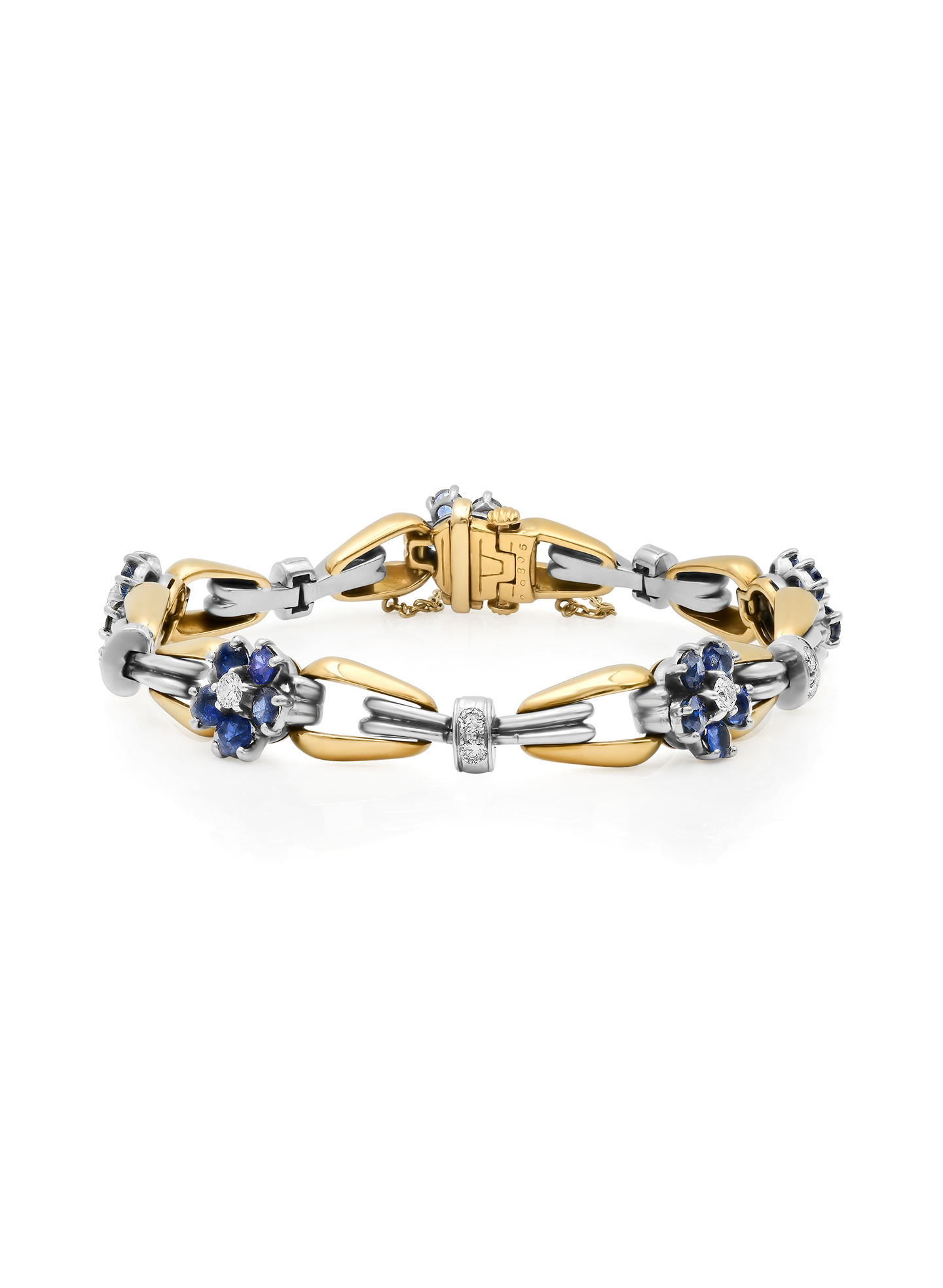 Vintage Two-Tone Sapphire & Diamond Floral Bracelet, circa 1950s–60s