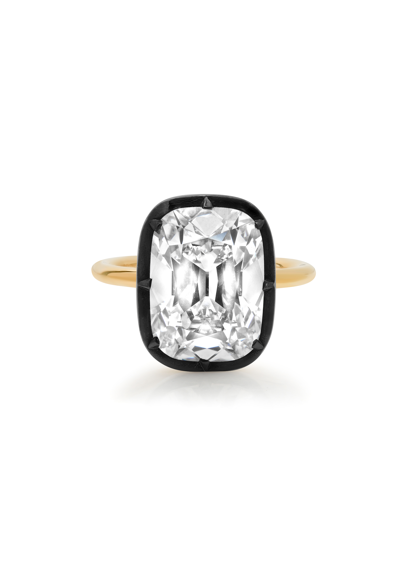 Bouton Lab-Grown Elongated Antique Cushion Cut Shape Diamond Button Back Ring 6 ctw