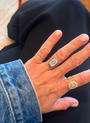 Bouton Lab-Grown Elongated Antique Cushion Cut Shape Diamond Button Back Ring 6 ctw