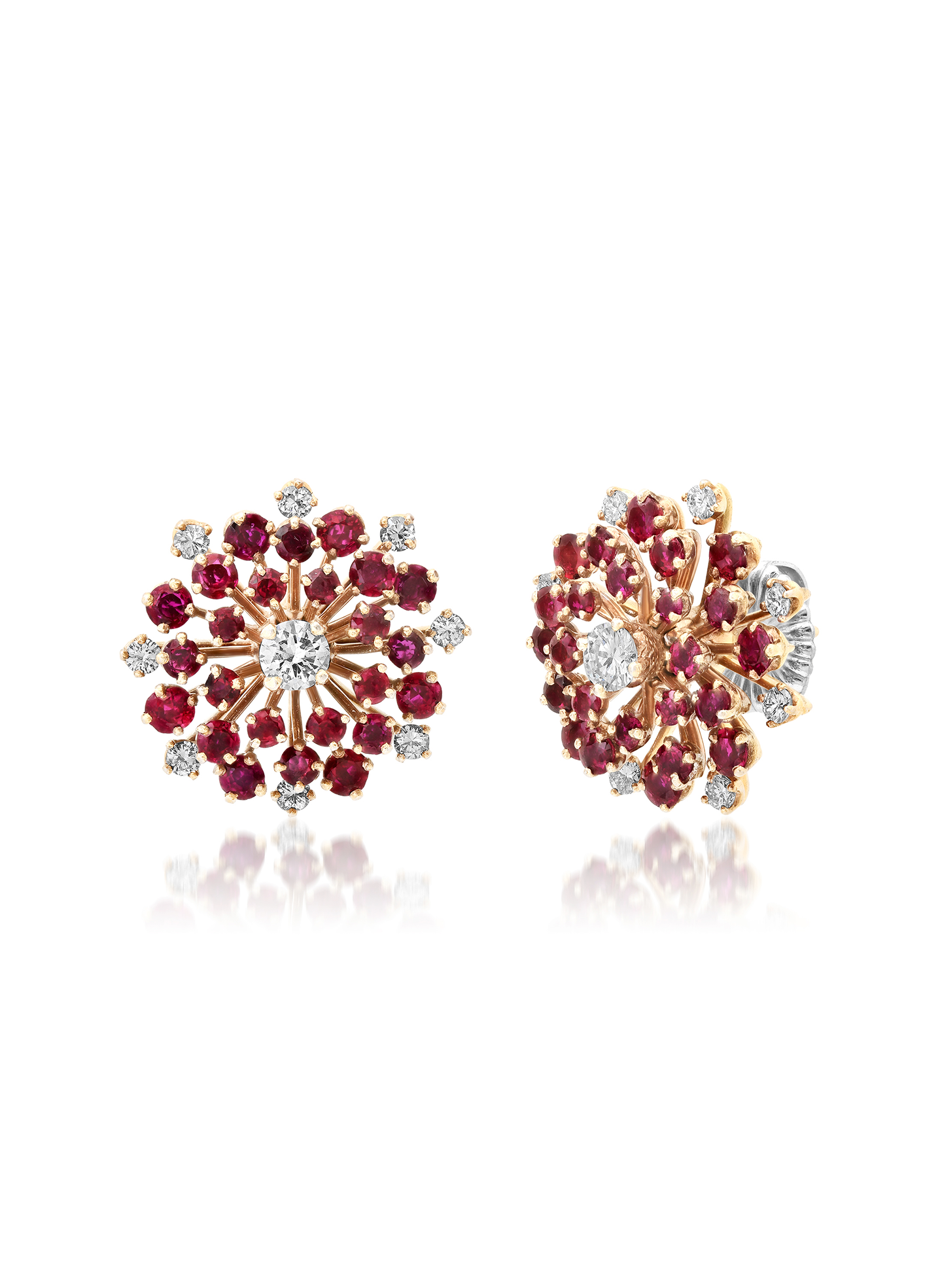 Vintage Ruby & Diamond Starburst Earrings
