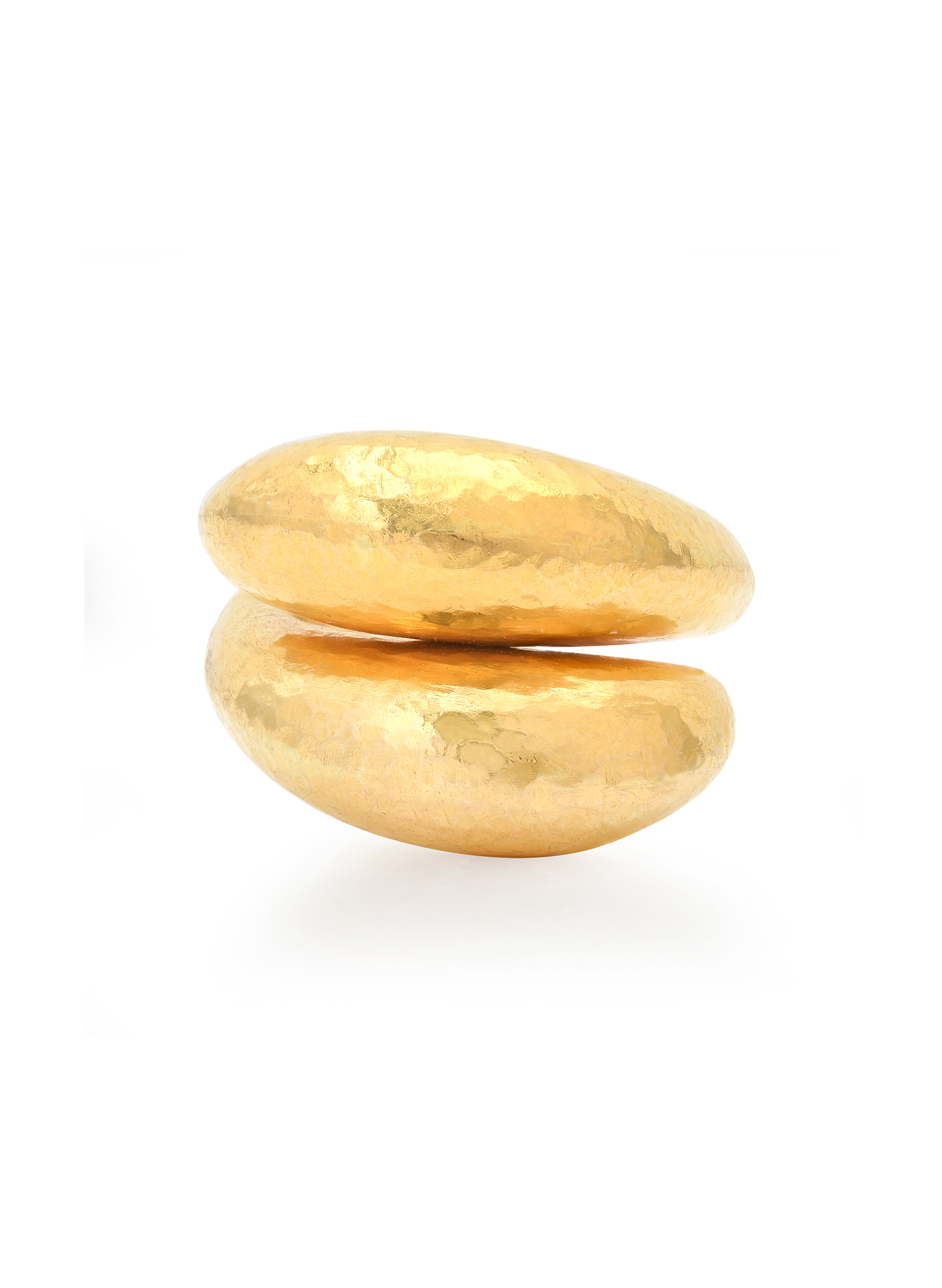 Estate Lalaounis Hammered 18kt Gold Bypass Ring