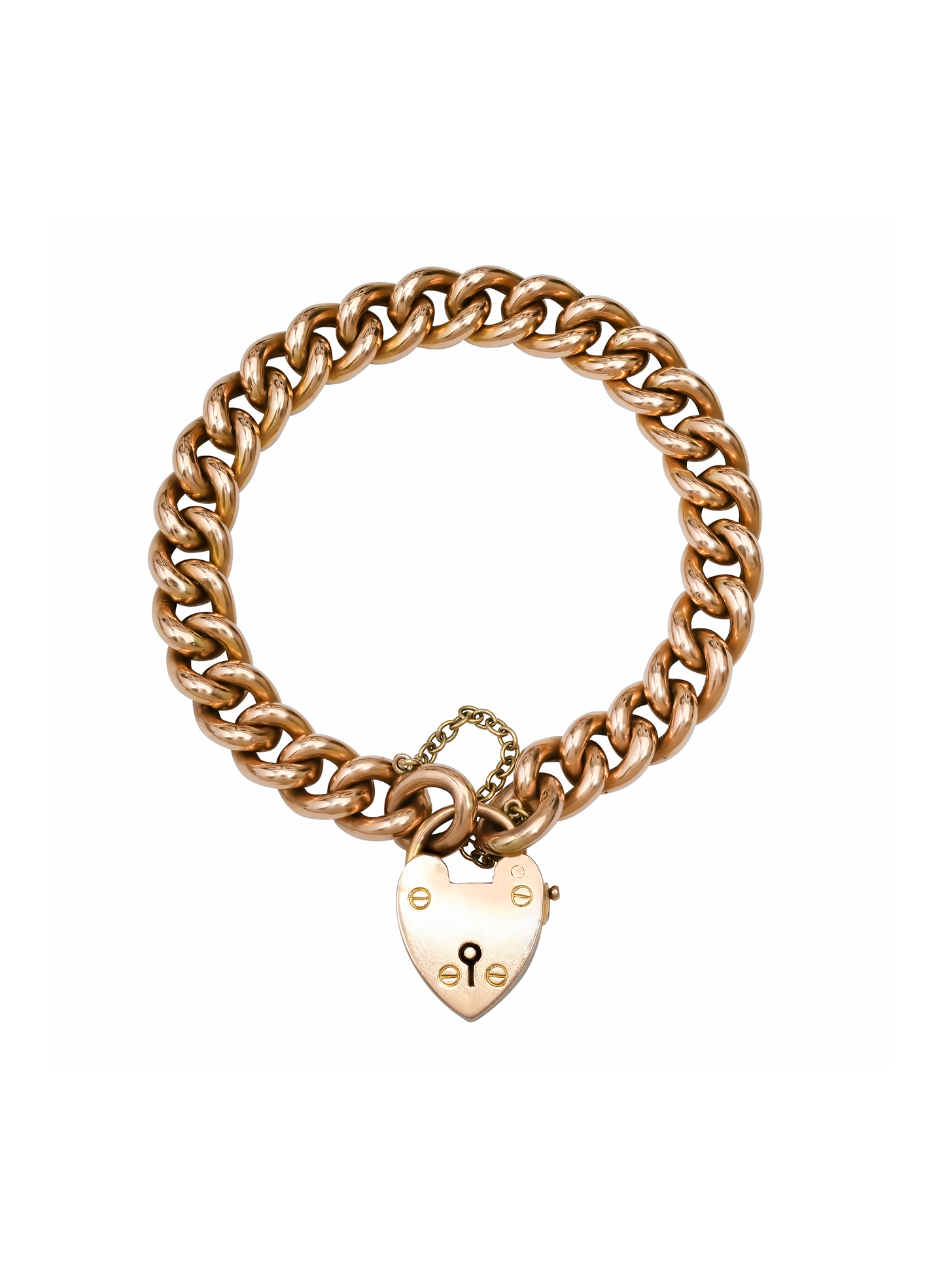 Vintage Victorian 15kt gold heart padlock bracelet
