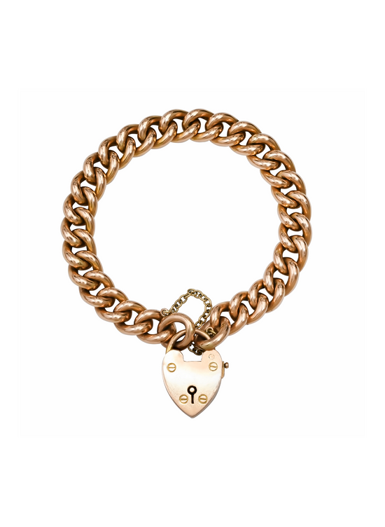 Vintage Victorian 15kt Gold Heart Padlock Bracelet
