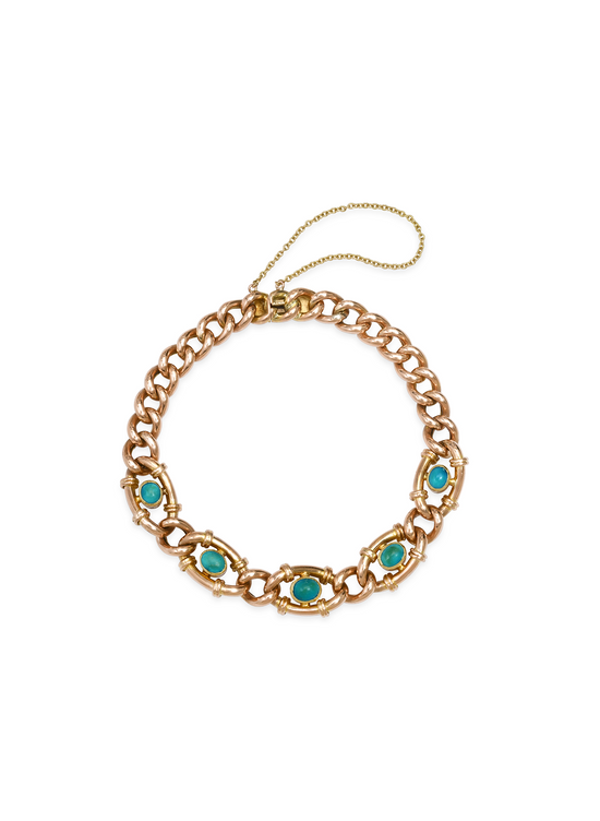 Vintage Victorian 15 kt Gold Bracelet and Turquoise Bracelet