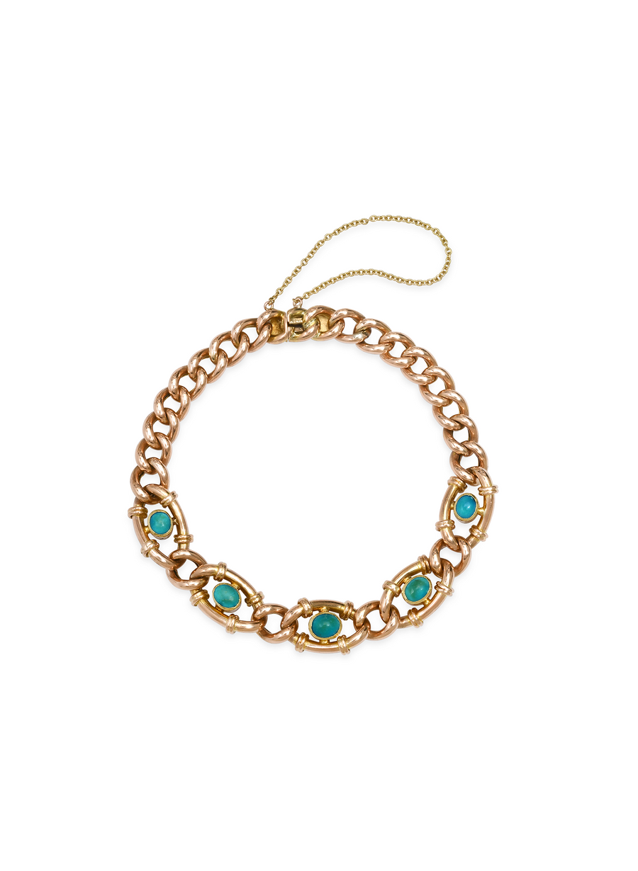 Vintage Victorian 15kt gold and turquoise bracelet