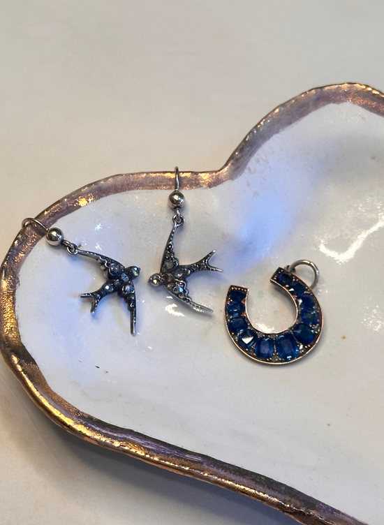 Vintage Victorian Natural Sapphire and Diamond Horseshoe Gold Charm