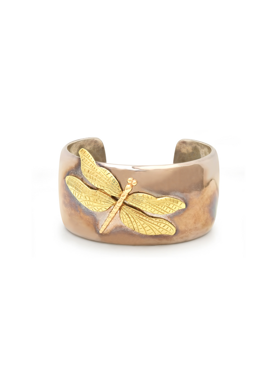 Vintage Tiffany & Co. Silver, Yellow and Rose Gold Dragonfly Cuff