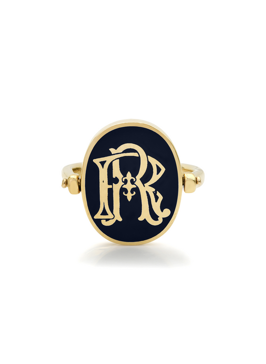 Signe Enamel and Lab-Grown Diamond and 18kt Gold Flip Ring