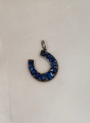 Vintage Victorian Natural Sapphire and Diamond Horseshoe Gold Charm