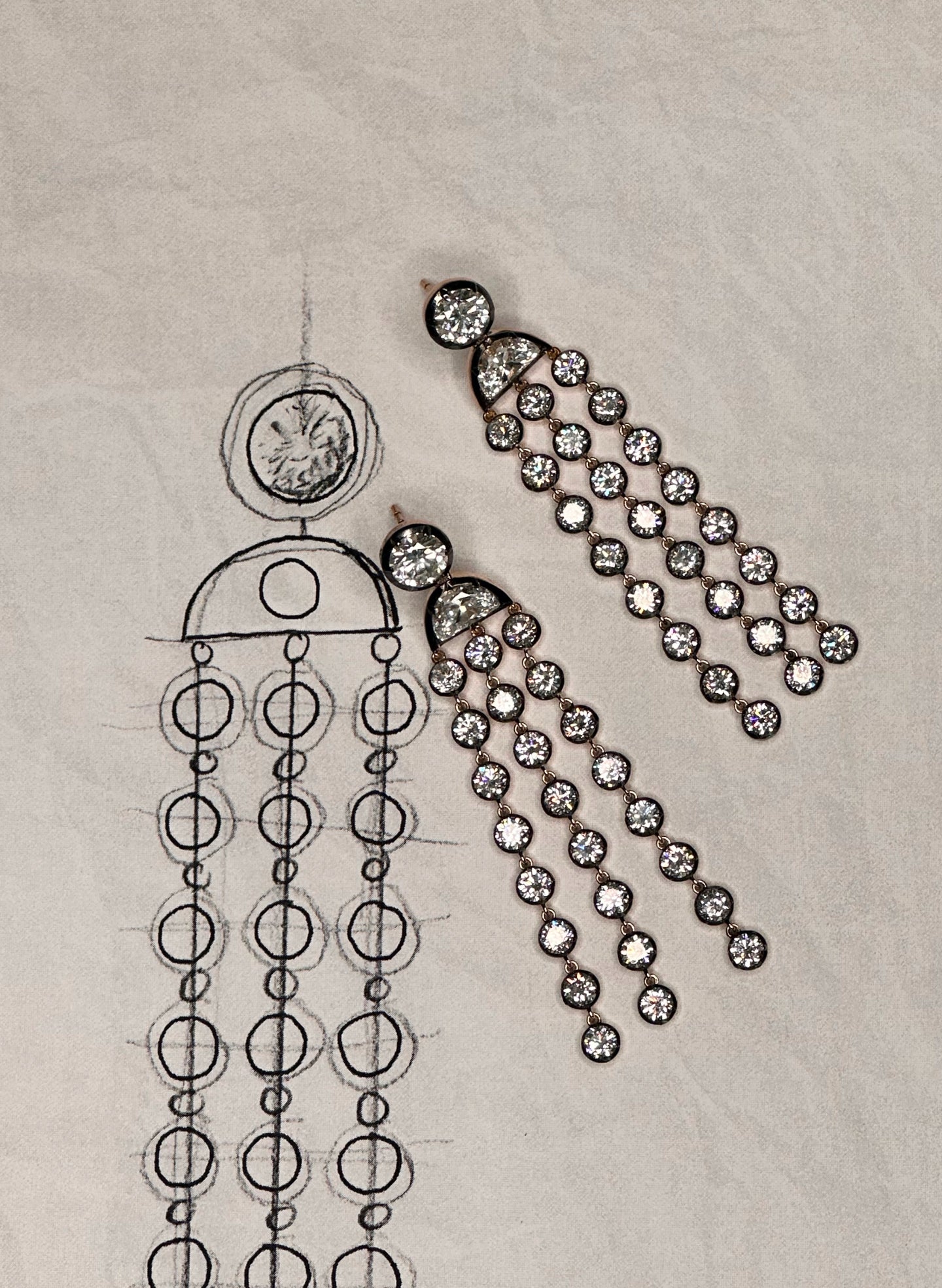 Le Lustre Convertible 16ctw Lab Grown Diamond and 18kt Gold Chandelier Earrings
